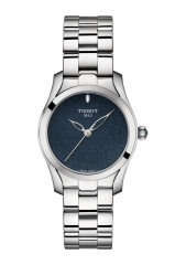 Tissot T-Wave Damenuhr Silber mit blauem Zifferblatt & Edelstahl-Armband 30mm Quarz T112.210.11.041.00