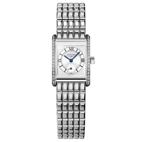 Longines Mini DolceVita Damenuhr mit Diamanten Edelstahl-Armband Quarz L5.200.0.75.6