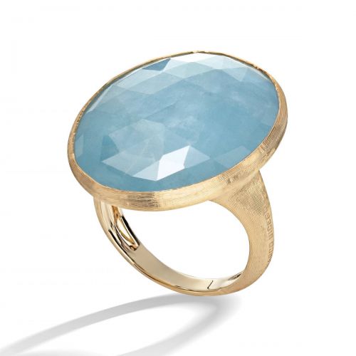 Marco Bicego Ring Gold mit blauem Aquamarin Edelstein Lunaria AB564 AQD Y