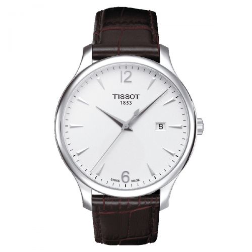 Tissot Tradition Herrenuhr 42mm Weiß Leder-Armband Quarz T063.610.16.037.00