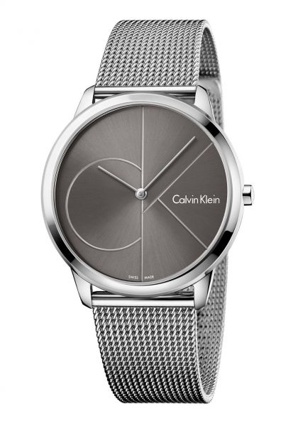 CALVIN KLEIN Uhr Herren Minimal 40mm Silber Grau Edelstahl-Armband Quarz K3M21123