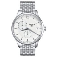 Tissot Tradition GMT Herrenuhr 42mm Silber Weiß Edelstahl-Armband Quarz T063.639.11.037.00