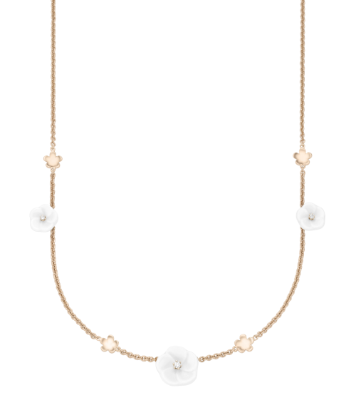 Meissen Halskette aus Roségold mit Porzellan-Blüten & Diamanten MPJ20BL196C45