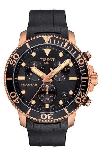 Tissot Seastar 1000 Quartz Rosegold Schwarz 45mm Herren Chronograph T120.417.37.051.00