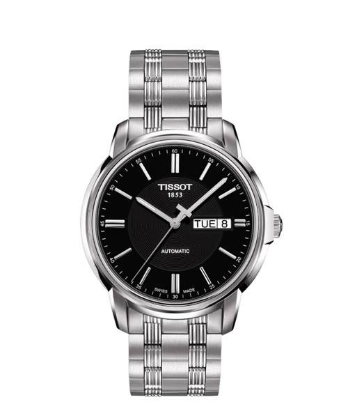 Tissot Automatics III Uhr Herren 40mm schwarzes Zifferblatt und Edelstahl-Armband T065.430.11.051.00