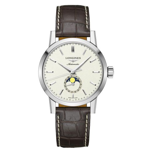 Longines 1832 Mondphase Herrenuhr Automatik beiges Zifferblatt & Leder-Armband 40mm L4.826.4.92.2 | Uhren-Lounge