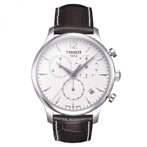 Tissot Tradition Chronograph Herrenuhr 42mm Weiß Leder-Armband Quarz T063.617.16.037.00
