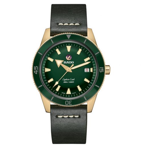 Rado Captain Cook Automatic 42mm Bronze Grün Leder-Armband Herrenuhr R32504315 | Uhren-Lounge