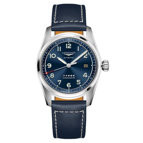 Longines Spirit Automatik 40mm Blau Leder-Armband Herrenuhr Chronometer L3.810.4.93.0