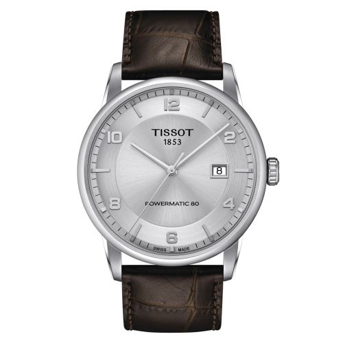 Tissot Luxury Powermatic 80 Automatic Gent Herren Silber Leder-Armband Braun 41mm T086.407.16.037.00 | Uhren-Lounge