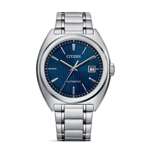 Citizen Elegant Herrenuhr Automatik 42mm Silber Blau Edelstahl-Armband NJ0100-71L