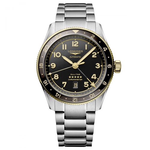 Longines Spirit Zulu Time GMT 42mm Gold Schwarz Braun Herrenuhr Automatik Chronometer L3.812.5.53.6 cosc