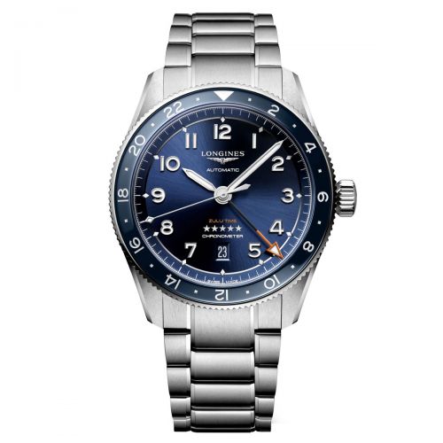 Longines Spirit Zulu Time GMT 42mm Blau Edelstahl-Armband Automatik Herrenuhr L3.812.4.93.6