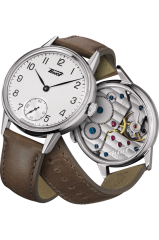 Mechanische Uhr mit Handaufzug 42mm silber mit braunem Leder-Armband Tissot Heritage Petite Seconde T1194051603701