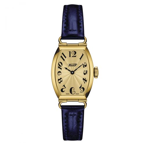 Tissot Heritage Porto Small Lady Damenuhr Gold Blau Leder-Armband Quarz T128.109.36.022.00