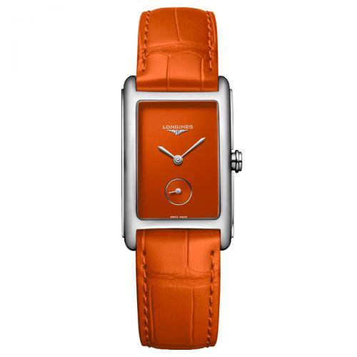 Longines DolceVita Damenuhr Orange Leder-Armband 37mm Quarz L5.512.4.92.2