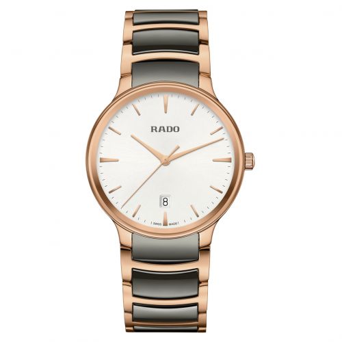 Rado Centrix 39,5mm Grau Bicolor Damen Herren Uhr Keramik Quarz R30023012