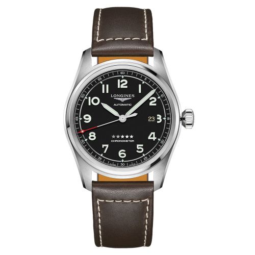 Longines Spirit Automatic 42mm Schwarz Leder-Armband Herrenuhr Chronometer L3.811.4.53.0 | Uhren-Lounge
