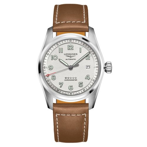 Longines Spirit 40mm Silber Leder-Armband Herrenuhr Automatik Chronometer L3.810.4.73.2