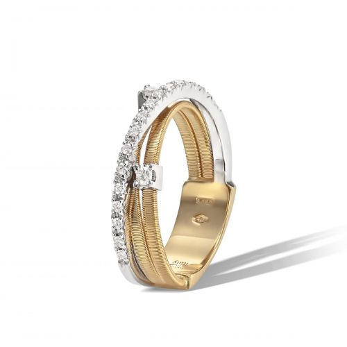 Marco Bicego Ring Gold mit Diamanten 3 Stränge Goa AG269 B2 YW
