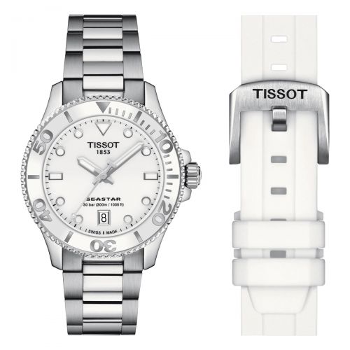 Tissot Seastar 1000 36mm Silbern Weiß Damenuhr Herrenuhr Quarz T120.210.11.011.00