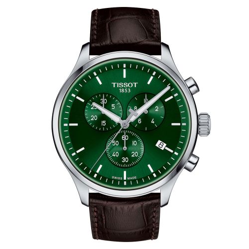 Tissot Chrono XL Classic mit grünem Zifferblatt & Leder-Armband Quarz 45mm Herrenuhr T116.617.16.091.00