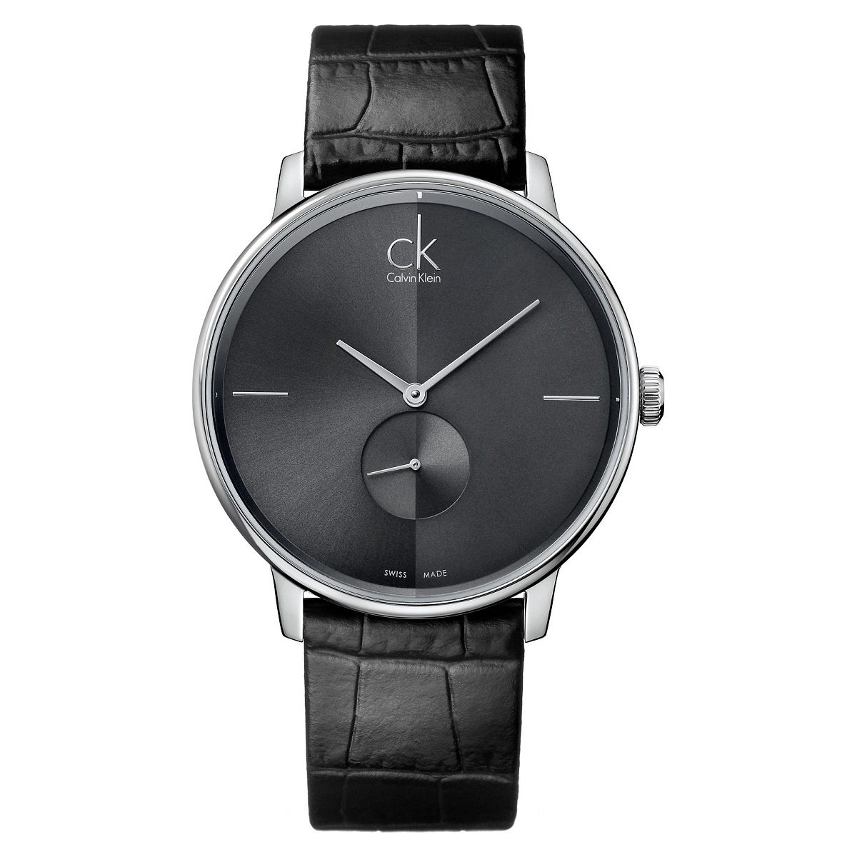 Calvin Klein Uhr Herren High Noon Chronograph Quarz 43mm Silber Schwarz  Leder-Armband K8M271C1, Uhren-Lounge