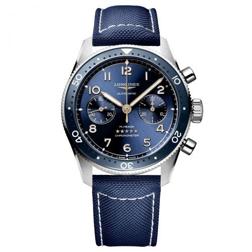 Longines Spirit Flyback Blau Textil-Armband Herrenuhr Automatik Chronograph 42mm L3.821.4.93.2