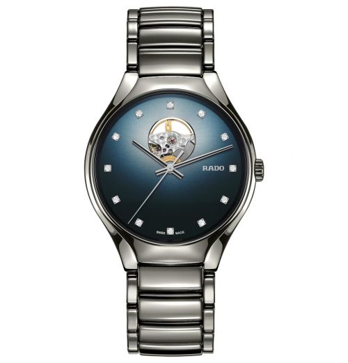 Rado True Secret Diamonds Automatik Uhr mit blauem Zifferblatt & Diamanten 40mm R27108732 | Uhren-Lounge