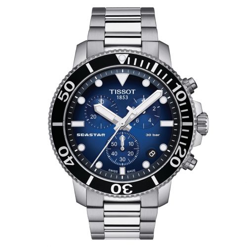 Tissot Seastar 1000 Chronograph Schwarz Blau 45mm Edelstahl-Armband Quarz T120.417.11.041.01 | Uhren-Lounge