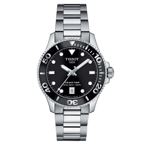 Tissot Seastar 1000 36mm Schwarz Damen Herren Uhr Edelstahl-Armband Quarz T120.210.11.051.00