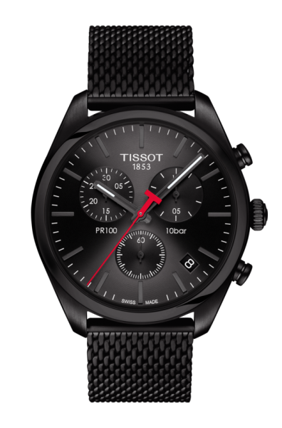 Tissot PR 100 Herren Chronograph Schwarz 41mm Quarz Edelstahl-Armband T101.417.33.051.00 | Uhren-Lounge